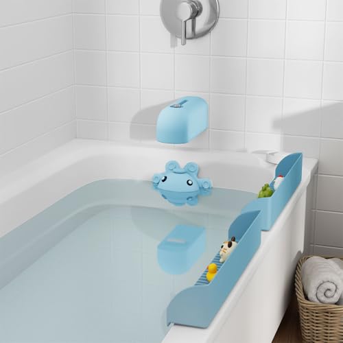 Image of Bathtub Faucet Cover, Soft Silicone Bath Faucet Cover for Kids, Bath Spout Cover for Tub, Faucet Cover for Bathtub Safety, Toddler Bath Tub Spout Protector Cover, Universal Fit (Blue)