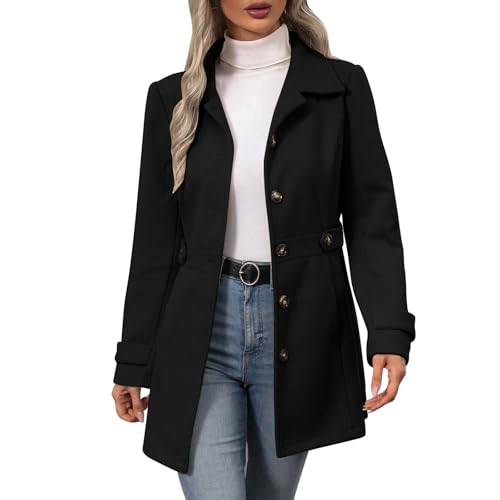 Générique Manteau Femme Hiver Élégant Ajusté Épais Sans Capuche Veste Décontractée Chic à Manches Longues Style Classique Moderne Mode Tendance Coupe Cintrée Légère Confortable pour Bureau et Sortie
