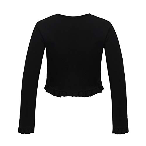 Kids Girls Knit Wrap Top Warm-up Crop Top Coat Ballet Dance Cardigan Long Sleeve Gymnastics Sweaters Black 62