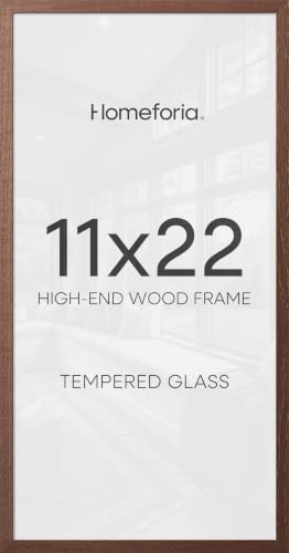 Homeforia 11x22 Brown Oak Newspaper Picture Frame, High-End Wood, Glass