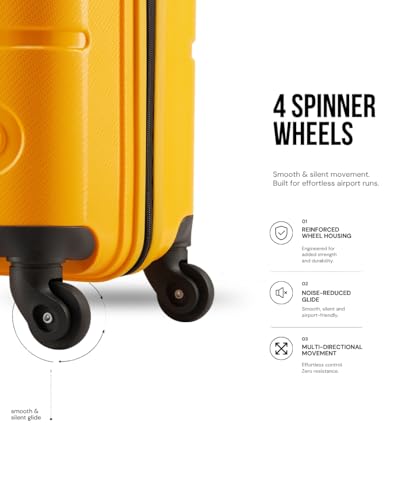 Image of SNITCH Loop 3Pc Set Yellow Polypropylene Hard Travel Suitcase - Suitcase for Travel Set of 3 & Luggage with 4 Wheels, Secure Lock & Free Shoe Bag