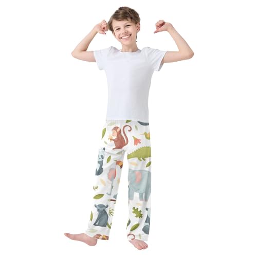 Tropical Animal Boys Pants Boys Athletic Pants Long Pant for Boywith Pockets Wide-Leg Size 6-14Y3