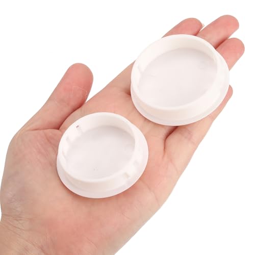 Image of uxcell 1-9 /16 inch Plastic Hole Plugs, 26Pcs Flush Type Panel Round Snap in Fastener Knockout Locking Plugs for Furniture Insert End Caps Panels, White