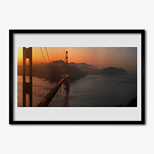 Affiche Encadrée 70x50 cm Pont d'architecture Tableau Déco Murale MDF