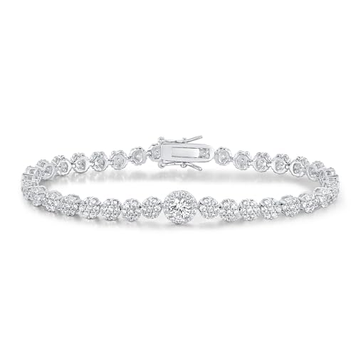 Gemsme Tennis Bracelets for Women and Men, 18k White Gold Plated Cubic Zirconia Tennis Bracelet for Women, Suitable for Everyone Size 6-8 Inch