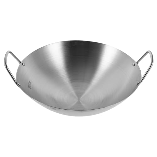 Olla wok con doble mango acero inoxidable para cocina