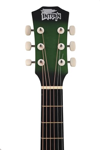 Image of Intern Right hand Acoustic Guitar Kit, With Bag, Strings, Pick, Strap and String Winder (Green, 38 Inch)