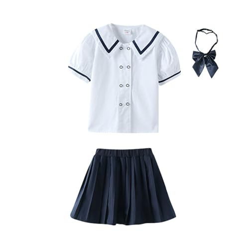 Robe scolaire légère et respirante pour fille avec col élégant en coton doux
