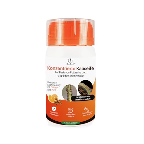 GebEarth | Hochkonzentrierte Kaliseife | Schützt Pflanzen vor Blattläusen Milben und Schildläusen | 100% natürlich | Zugelassen im biologischen Landbau | Verstärkt mit Orange und Zimt.