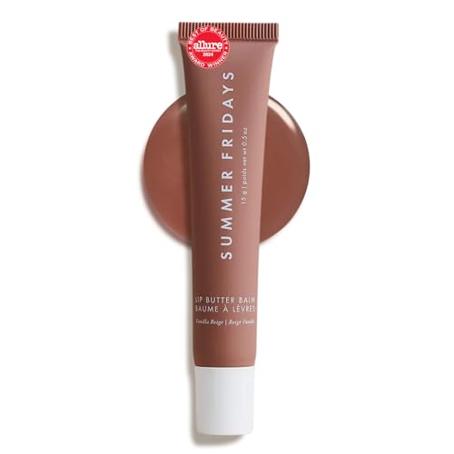 Image of Summer Fridays Lip Butter Balm - Moisturizing Lip Gloss for Instant Shine + Sheer Color - With Nourishing Shea Butter - Everyday Makeup + Skin Care Summer Essentials - Vegan - Vanilla Beige (.5 Oz)