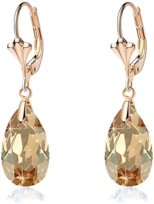 Austrian Crystal Teardrop Leverback Dangle Earrings for Women Fas...
