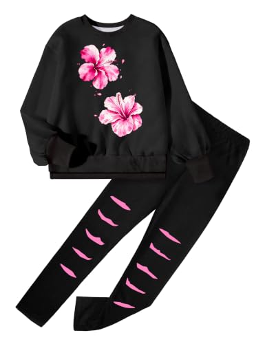 Image of Girls Clothes, Girls Outfits Tie Dye Sweatshirt Tops and Leggings Sweatpants 2 Piece Fall Winter Clothes Set 6-16T