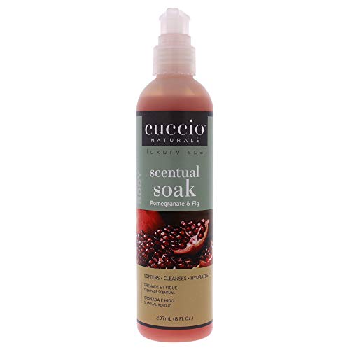 Cuccio Naturalé Pomegranate & Fig Scentual Soak - Rich Creamy Formula for Hands, Body & Feet - Cleanses & Hydrates Skin - Paraben & Cruelty Free, Non Harmful Natural Plant Based Ingredients - 8 fl oz