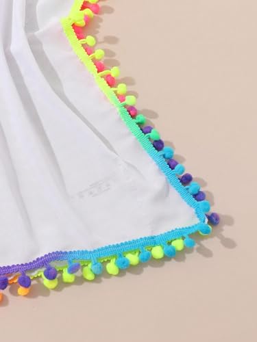 SHENHE Girl's Bathing Suit Cover Up V Neck Cute Pompom Tassel Sheer Swimsuit Coverup4