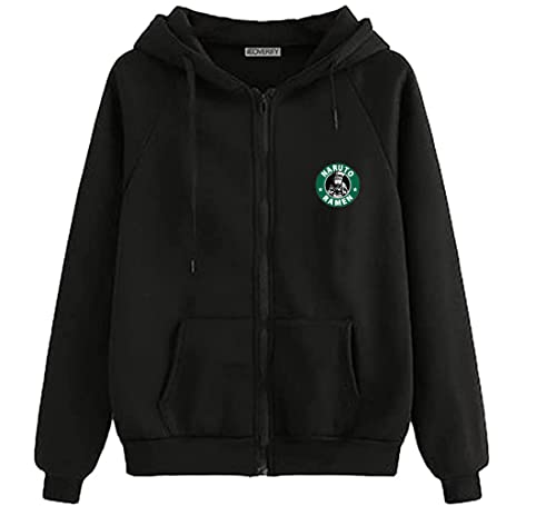 Image of Koverify Printed Black Jacket Cottonblend Black Zipper Hoodie Anime Printed Jacket
