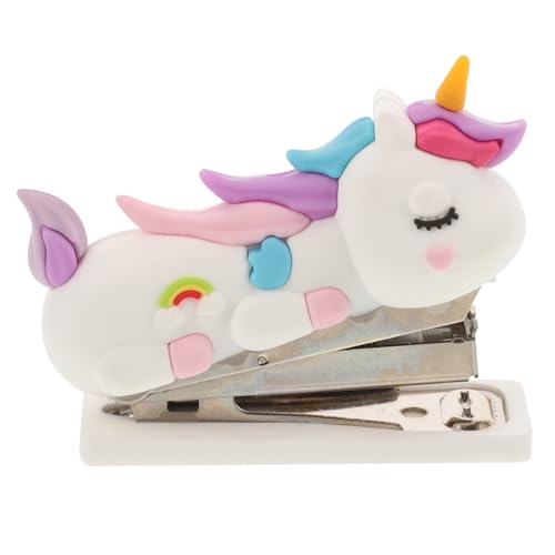 AUTSUPPL Grapadora Portátil Pequeña de Mano Diseño de Unicornio Grapadora Bonita para Oficina Escuela y Hogar para Estudiantes