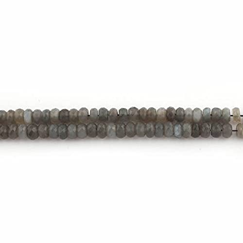Perles rondelles facettées en pierre de lune grise pour enfilage collier DIY