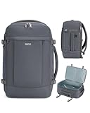 ECOHUB 30L Handgepäck Rucksack Flugzeug, Diebstahlsicher für Easyjet Handgepäck 45x36x20, 3D Laptop Reiserucksack, Recycelt Travel Backpack Wasserdicht, Cabin Bag für Damen Herren(Grau)