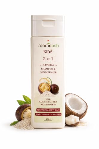 Image of 2-in-1 Kids Natural Shampoo and Conditioner | Kokum Butter, Rice Protein & Pro-Vitamin B5 | Tear Free | For Untangled, Soft & Shiny Hairs | 250g