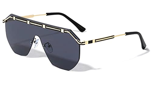 Dweebzilla Luxury Rimless One Piece Shield Lens Aviator Sunglasses