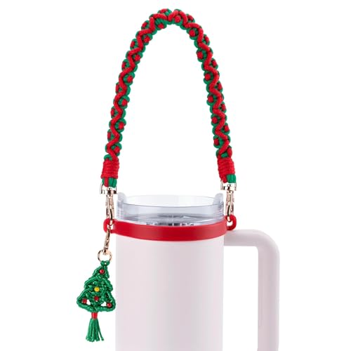 Image of Water Bottle Handle Strap for Stanley Cup, Owala and Most 12-40oz Bottles | Handle Strap for Hydro Flask, for HydroJug, Easy To Carry, Boho Hand-Woven, for Commutes, Outdoor Use