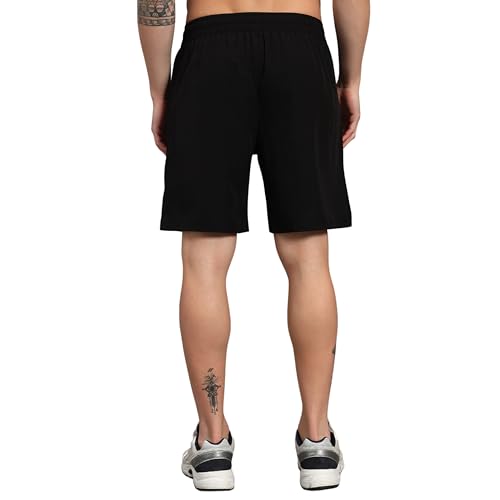 Image of ATICX Polyester Shorts for Men - Quick Dry Lightweight with Zipper Pockets - Gym, Running, Jogging, Training Half Pants for Basketball, Swimming, Badminton, Cycling, Football, Outdoor & Home Wear