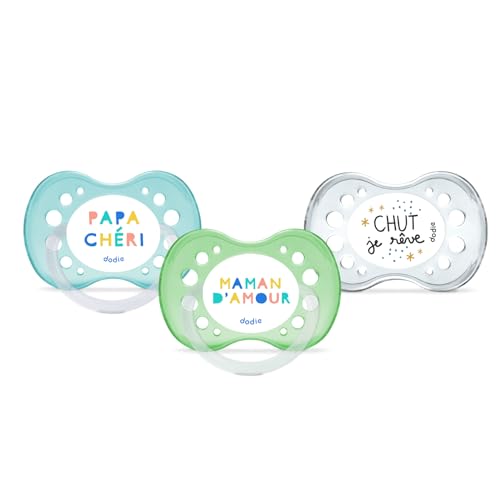 DODIE Lot de 3 Sucettes Anatomiques ESSENTIEL JOUR/NUIT +18 mois VERT