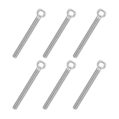 PATIKIL 6 Pz M6x55mm Bullone Ad Occhio Girevole Con Spalla, 304 Acciaio Inox Metrico Filettatura Completa Occhio A Lisca Di Pesce Foro Scanalato Bullone Di Sollevamento, Argento