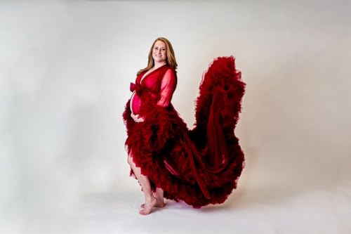 Image of BATHGOWN Sexy Illusion Long Lingerie Tulle Robe Nightgown Bathrobe Sleepwear Bridal Robe Wedding Scarf