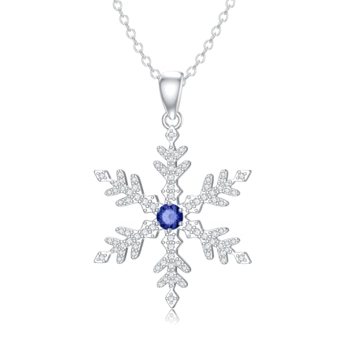 HPQQ 925 Sterling Silver Snowflake Necklace for Women White CZ