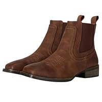 J's.o.l.e Botas masculinas de cowboy ocidental, bico quadrado, Chelsea, sapatos sociais, botas casuais no tornozelo para homens, Marrom, 40