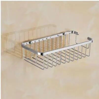 Shower Caddy Bathroom Corner Shelf Solid Brass Shower Holder Rack Wall-Mounted Square Shower Basket Bathroom Accessories Bathroom Organizer