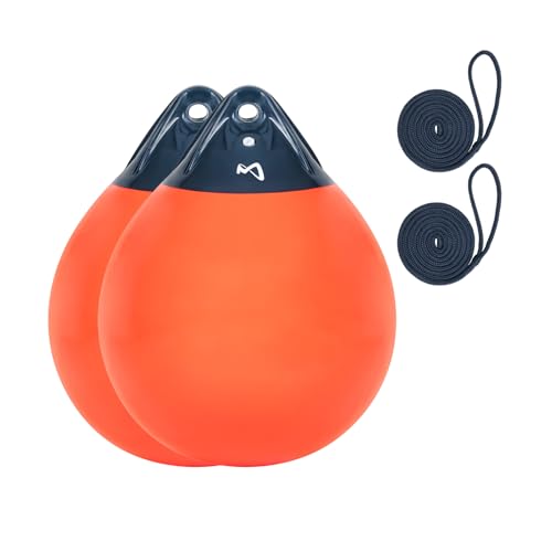 Mesle Kugelfender Globe 2er Set, ø 41,5 cm orange, Fender Boje, Bootsfender rund aufblasbar, Ankerboje, Fender Boot Schiff Yacht, Markierungsboje