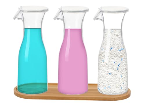 Consejos para Comprar Lavasecadoras Fdit al mejor precio. 48 Tefola 3pcs Dispensador de Jabon Liquido para Lavandería y Estera de Bambú, 20 onzas Dispensador de Detergente para Ropa para Organización y Almacenamiento de Detergente Liquido