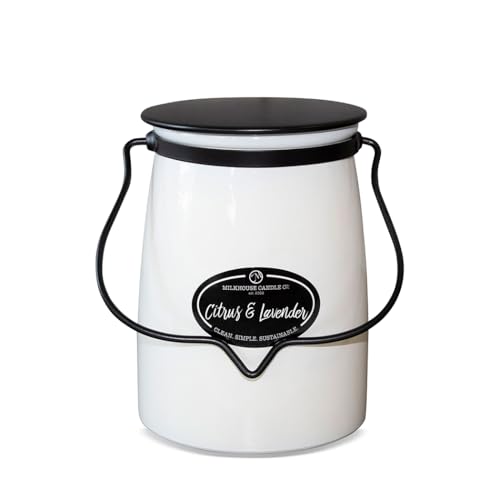 Milkhouse Candle Company Citrus & Lavender Soy Candle - Tart Citrus | Lavender Buds | Soft Herbal Undertones - 22 oz Butter Jar with Lid 120+ Hour Burn Time Made in the USA