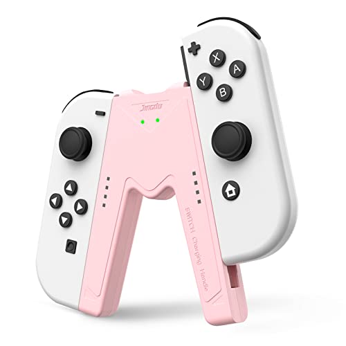 JINGDU Ladegriff für Switch NS/OLED Joy-Con, Griffhalterung Gaming Controller, USB-C-V-förmiger Controller, Pink