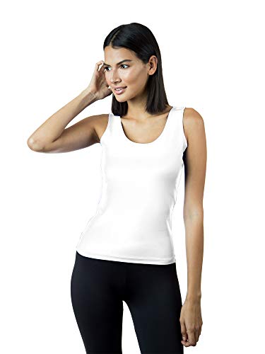 A'nue Miami Women's Classic Scoop Neck Tank Top, Medium, White