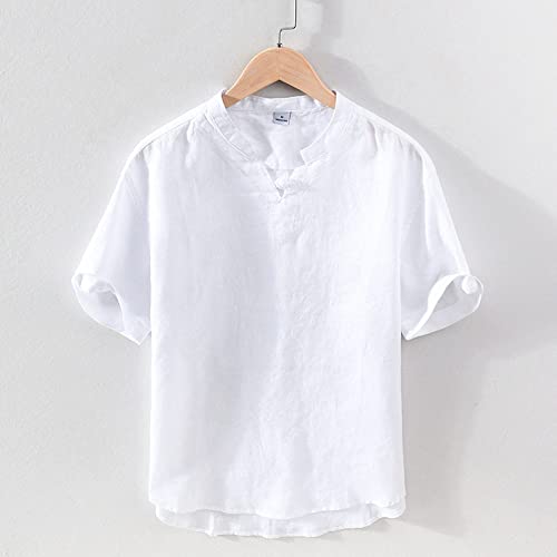Chemises Décontractées D'été en Coton Lin avec Pull de Plage Séchage Rapide