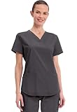Cherokee Professionals by Workwear Women's V-Neck Solid Scrub Top Large Pewter