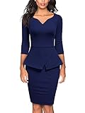 Miusol Women's V-Neck Ruffle Style Cocktail Party Pencil Dress(XX-Large, Navy Blue)