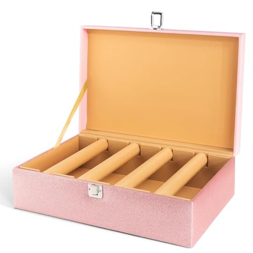 Image of Birch & Co. Bangle Organizer - Bangles Box for Women - Chudi Box for Bridal - Bangle Storage Box for Bride, Durable & Elegant Bangle Holder, Large, Pink,Engineered Wood