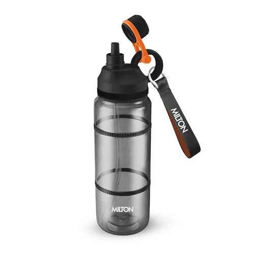 Image of MILTON Fuel 1000 Sipper Water Bottle 1 Litre | BPA Free Plastic Water Bottle for Adults | 100% Leak Proof | Removable Straw | Gym Bottle | Sports & Office Use | 997ml, Black