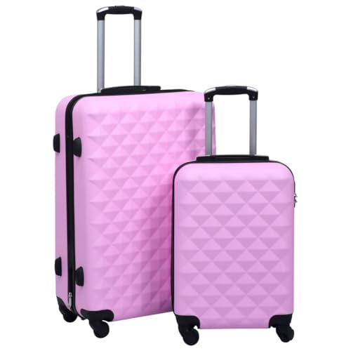 SKM Hardcase Trolley Set 2 pcs Pink ABS,Pink (Weight 14KG)
