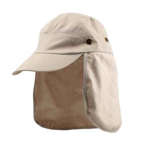 Carnavalife Sombrero de Sol con Protección Cuello para Hombre Mujer, Gorras de Béisbol Plegable y Ajustable, Gorro con Orejeras de Acampada y Marcha, Unisex, Talla única (Beige)