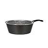 ALLUFLON Tradizione Italia Poêle à Frire avec Panier, Friteuse avec 2 poignées, revêtement Ardoise Anti-adhésif, Lavable au Lave-Vaisselle, 24 cm