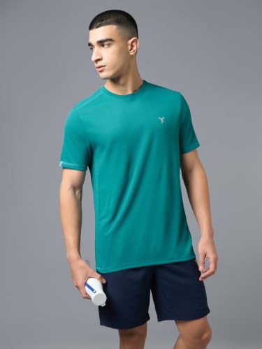 Image of TECHNOSPORT Men's Slim Fit Polyester Activewear Sports T-Shirt with Moisture-Wicking Comfort for Workout, Running & Gym