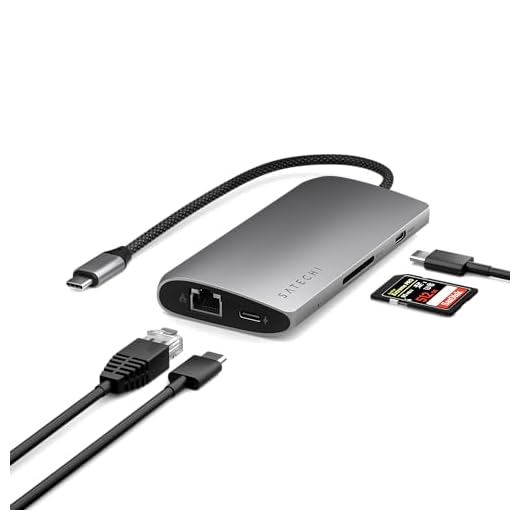 Satechi USB C Hub Multiport Adapter V3, 8 in 1 with 8K HDMI, 85W USB C PD Charging, 4X USB Data Ports, Ethernet, SD Card Reader, for MacBook, Windows - Space Gray
