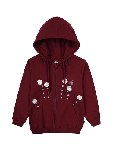 Image of KiddoPanti Boys Solid Cotton Full Sleeve Zip-Up Front Open Hooded Sweatshirt