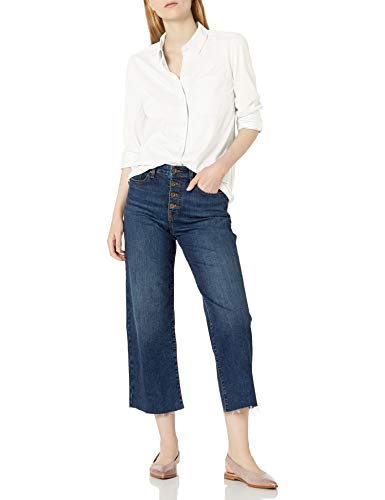 Amazon Brand - Daily Ritual Women's Knit Long-Sleeve Relaxed Button-Down Shirt, White, X-Large