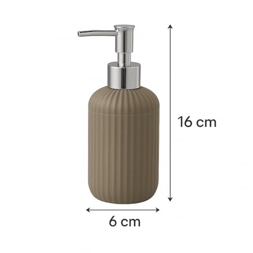 Image of LAGET 300ml Soap Dispenser for Wash Basin -Ribbed Design | Kitchen and Bathroom Accessories Items | Liquid Handwash Dispenser Bottle Chrome Finsih Top- Set of 2 (Metallic Blue and Grey)
